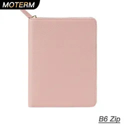 Moterm Genuine Pebbled Grain Leather B6 Zip Cover with Top Pocket Cowhide Planner Zipper Notebook Organizer Agenda Journal Diary