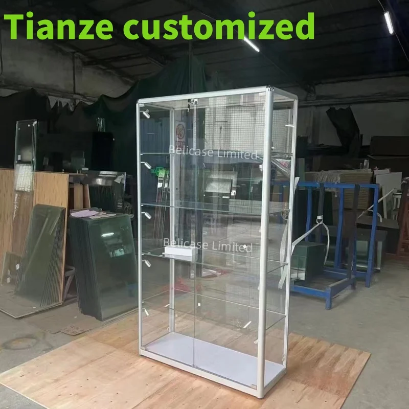 (customized)Standard and Customized FullDisplay Cases Collectibles Aluminum with Led Light Lockable Glass Display Sh