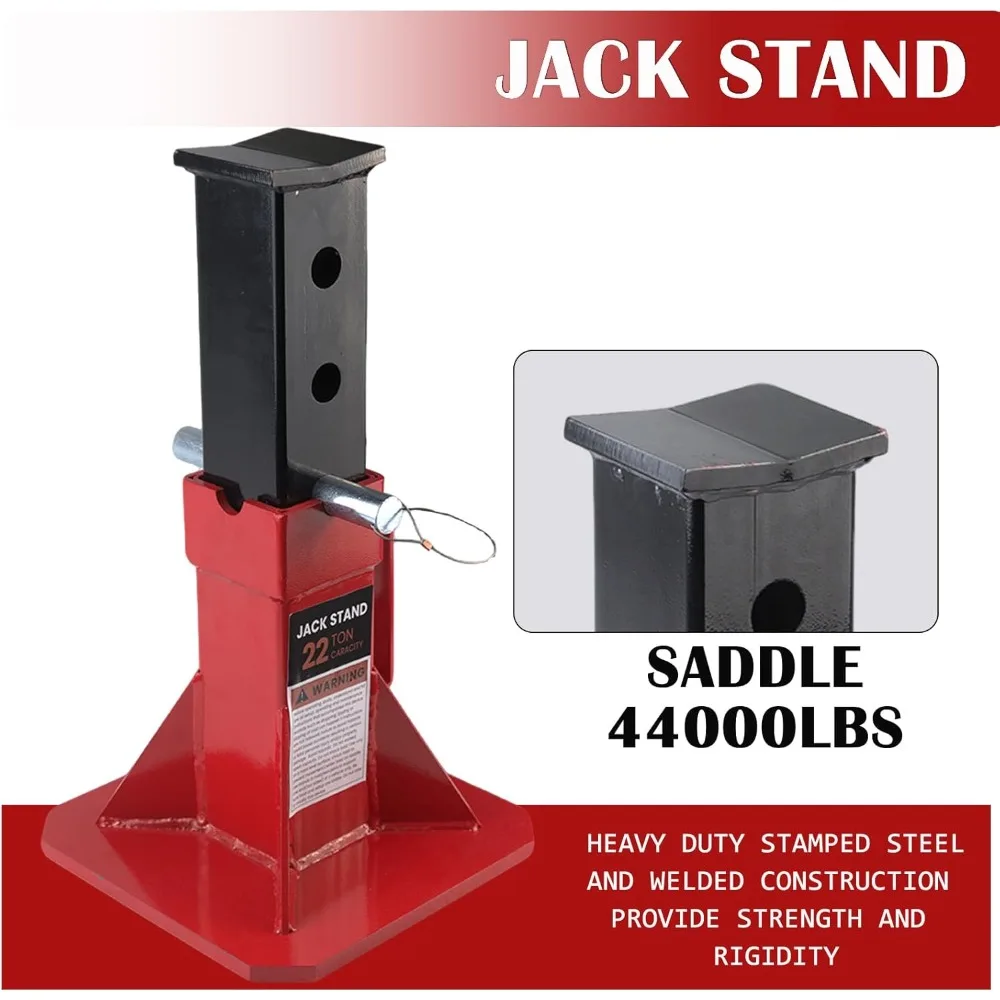헤비 듀티 조절식 자동차 잭 스탠드 - 22톤 용량, 19.75인치 높이, 트럭 및 중장비 차량에 적합