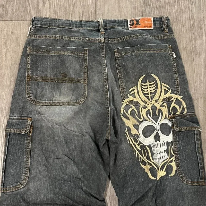 

Уличная одежда, новые модные мешковатые джинсы большого размера с вышивкой Y2K Harajuku, винтажные широкие брюки в стиле поп-гот с высокой талией, брюки