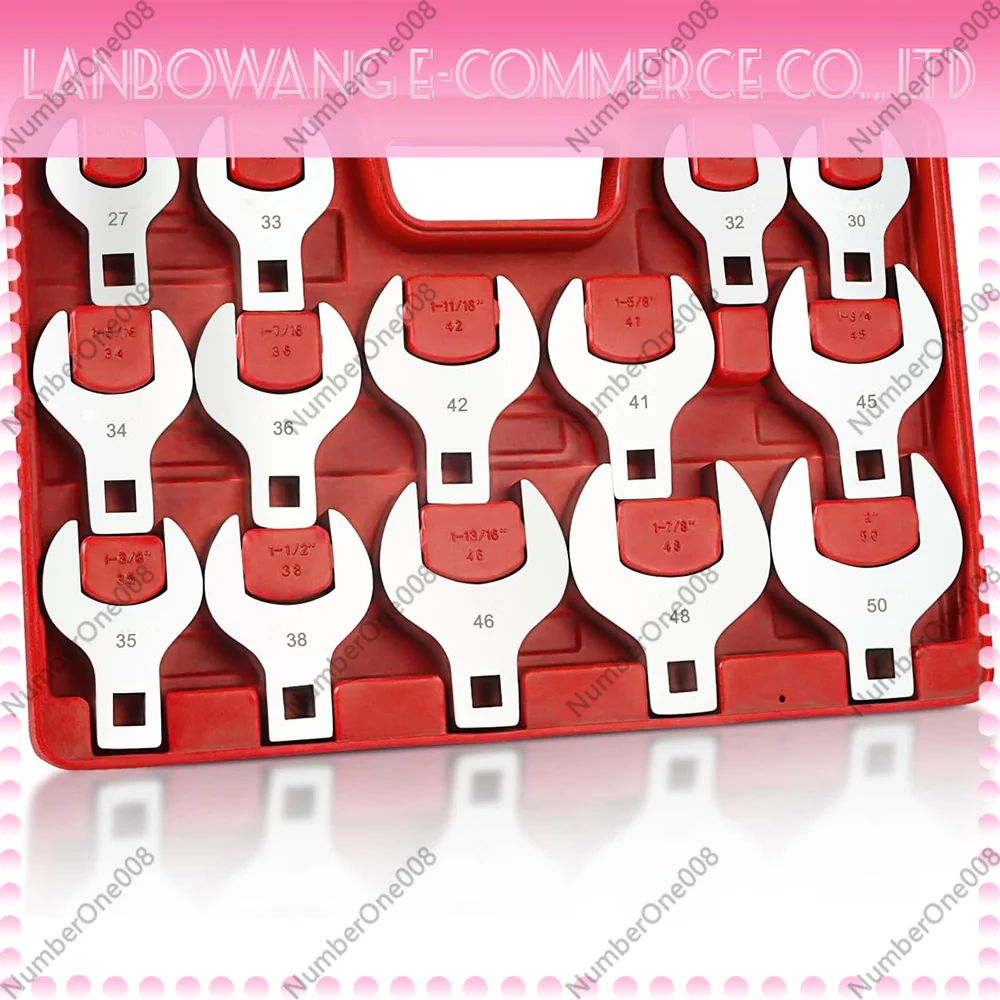 

14 Piece Jumbo Crowfoot Wrench Set 1/2 Inch Drive, Metric 27 50mm SAE 1 1/16 to 2 Inch, Big Crowfoot Wrench for Torque Wrench