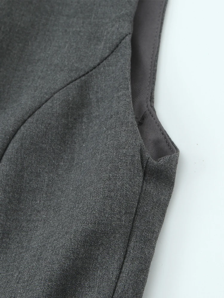 Europese en Amerikaanse stijl herfst nieuwe modetrend eenvoudige dames temperament ronde hals mouwloze taille stropdas korte jurk