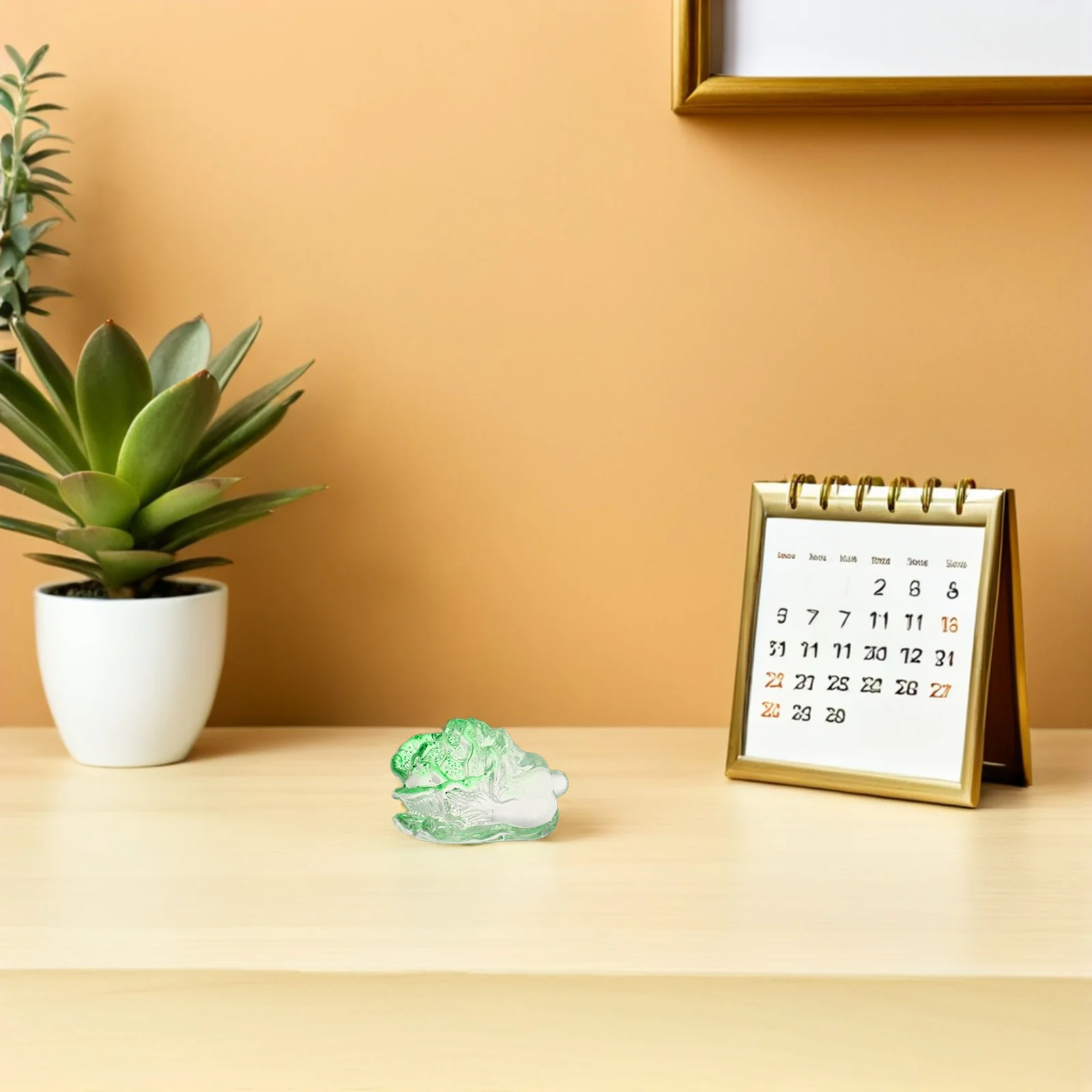 

Crystal Cabbage Sculpture Vibrant Lifelike Decorative Tabletop Ornament for Home Office Desk Centerpiece