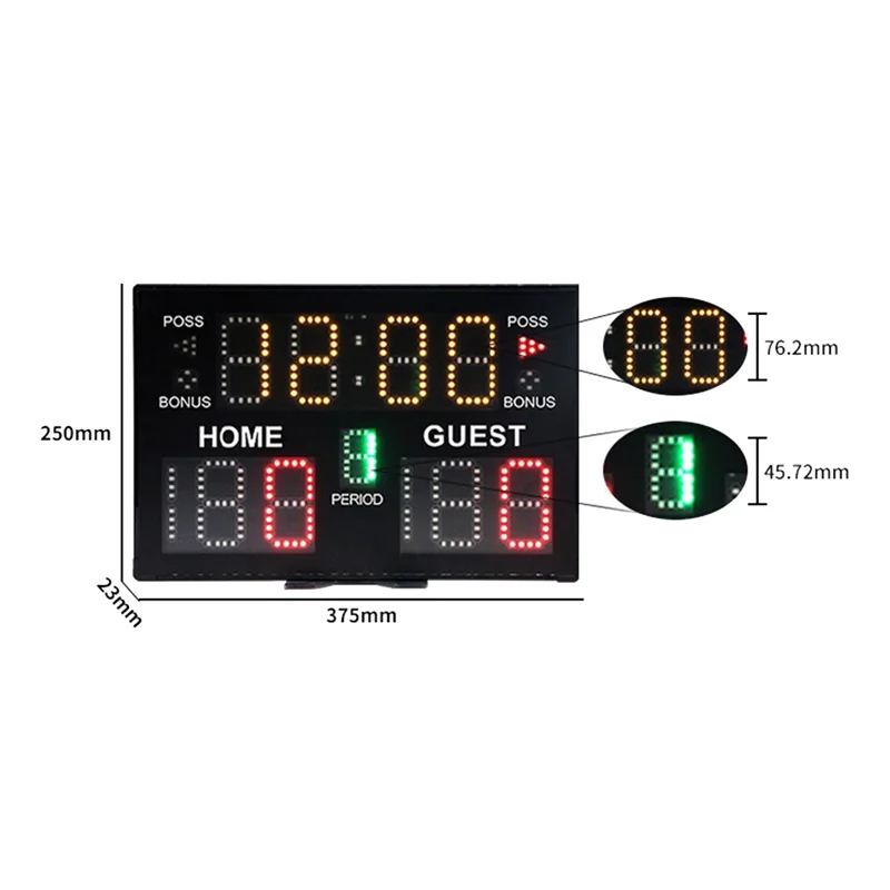 Electronic Basketball Scoreboard, Portable Digital Scoreboard With Remote for Multisports Indoor Outdoor US Plug