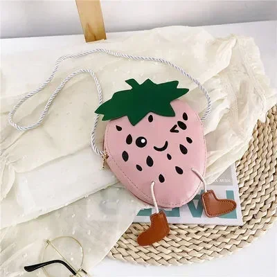 Baby Kids Girl New Cartoon Strawberry Single Shoulder Bag Cute Fruits Storage Crossbody Messenger Bags Handbag Kid Gifts