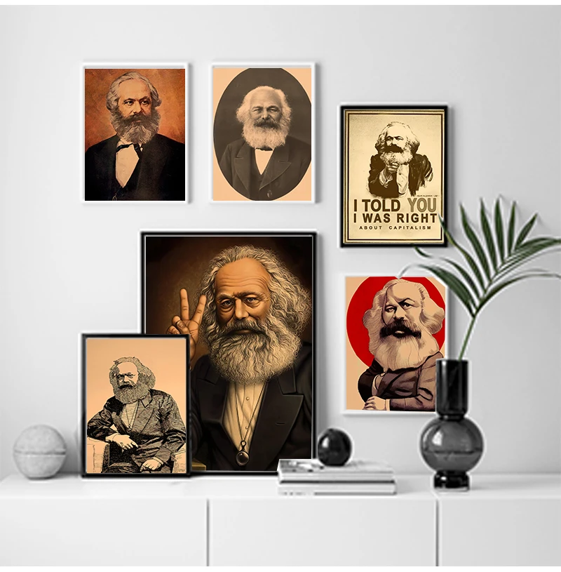 Marx Canvas Painting Vintage Wall Pictures Kraft Poster Coated Stickers Home Decoration Gift Socialism Communist Politician