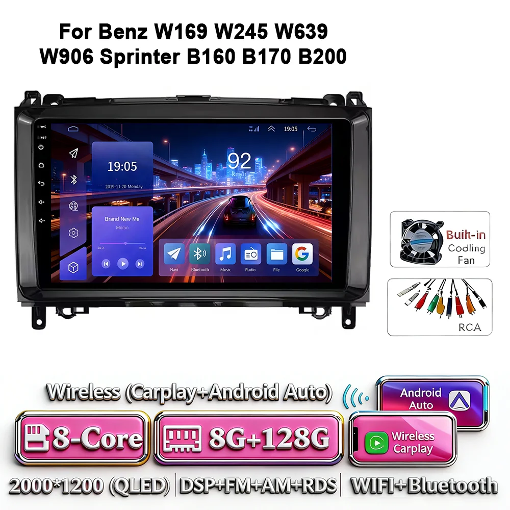 Android 17 autoradio 4G WIFI Carplay voor Mercedes-Benz W169 W245 W639 2005-2012 B160 B200 TPMS DAB OBD 2 DVD GPS touchscreen