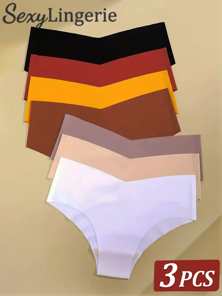 سروال داخلي نسائي بدون خياطة رفيع للغاية بخصر على شكل حرف V ، سراويل داخلية أحادية اللون ، سراويل داخلية مثيرة مريحة ، ملابس داخلية قابلة للتمدد ، ملابس داخلية نسائية حميمية ، 3 * * #1