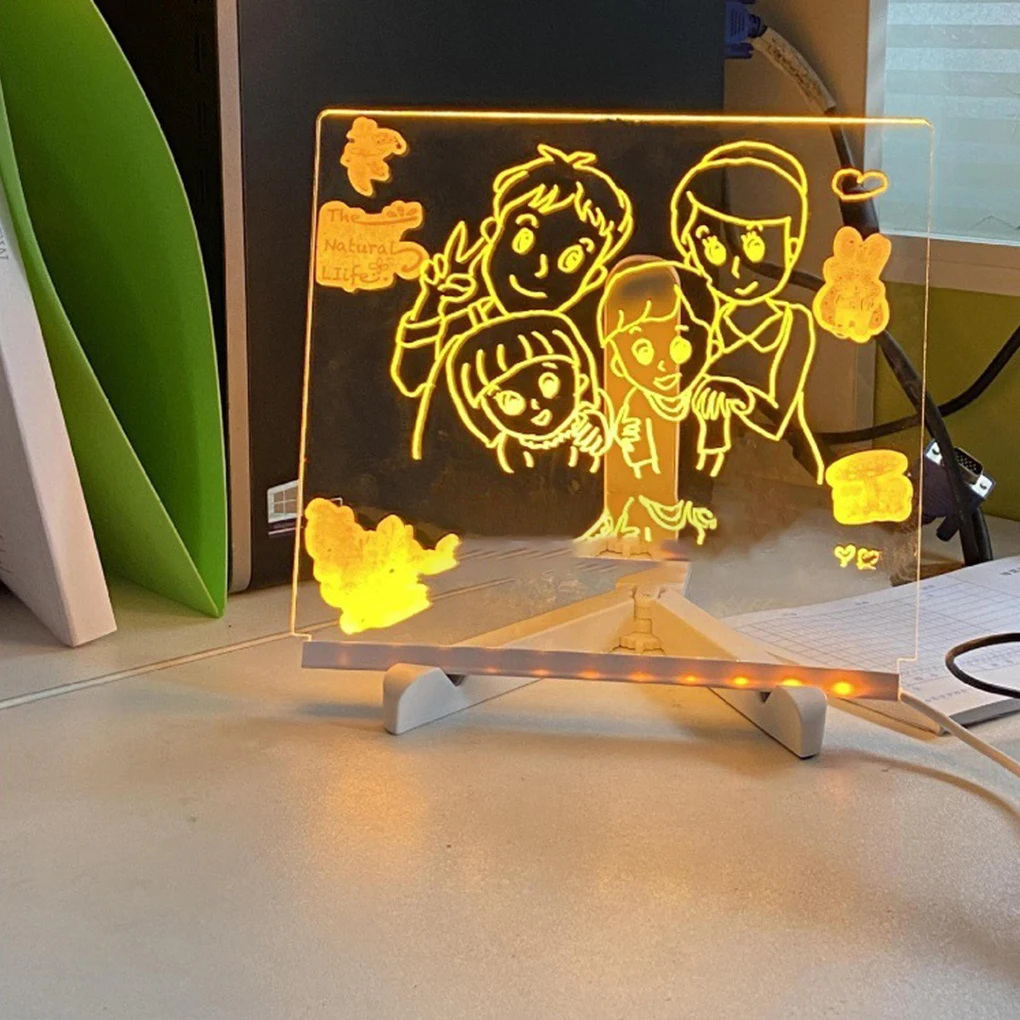 Creative LED โคมไฟข้อความ Note Board Erasable USB Childre กระดานวาดภาพห้องนอน Night Light วันเกิดเด็กของขวัญโคมไฟกลางคืน