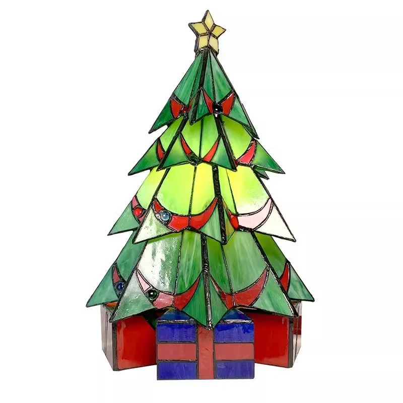 

Christmas tree stained glass creative gift atmosphere LED night light