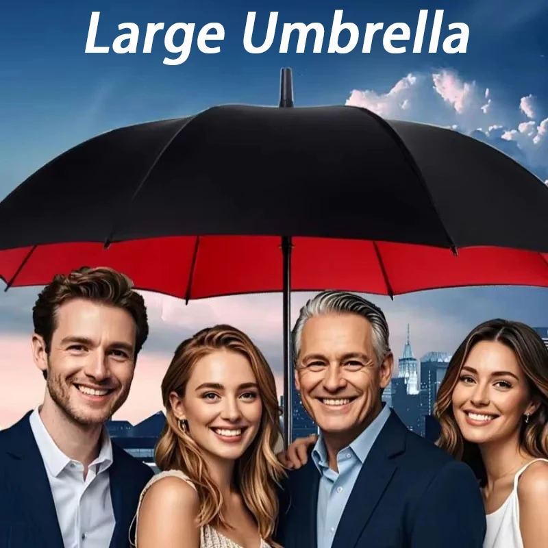 Ultra Large Umbrella Long Handle Reinforced Rain Umbrella Automatic Waterproof Rain Resistant Windproof Strong Sun Protection