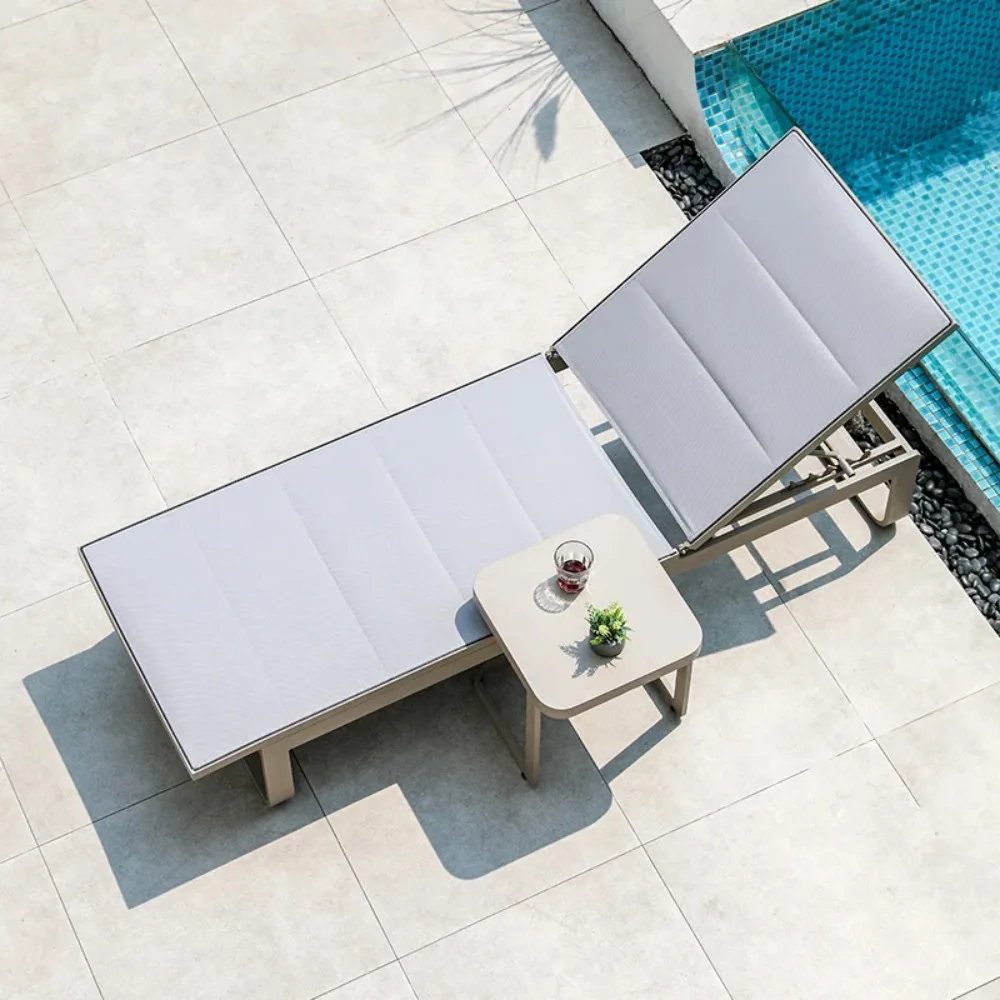 to  Outdoor bed waterproof pool lounge chair sunbed white homestay outdoor outdoor leisure beach chair
