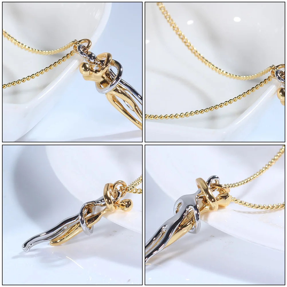 

Couple Hugging Necklace Stylish Gold Pendant for Women Valentine's Day Choker Necklaces Birthday Party Christmas New Year