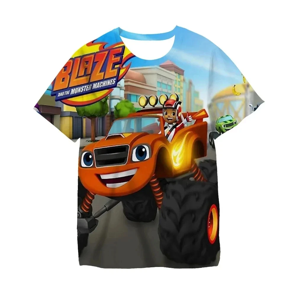 Blaze And The Monster Machines Kids Cartoon Funny T Shirt Baby Cool T Shirts Kids Tops Girls Clothes Summer Novelty 2024