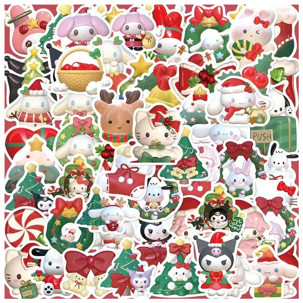 

10/30/60pcs Kawaii Christmas Sanrio Cartoon Stickers Decals Computer Motorcycle Suitcase Aesthetic Anime Sticker Kids Girls Toys