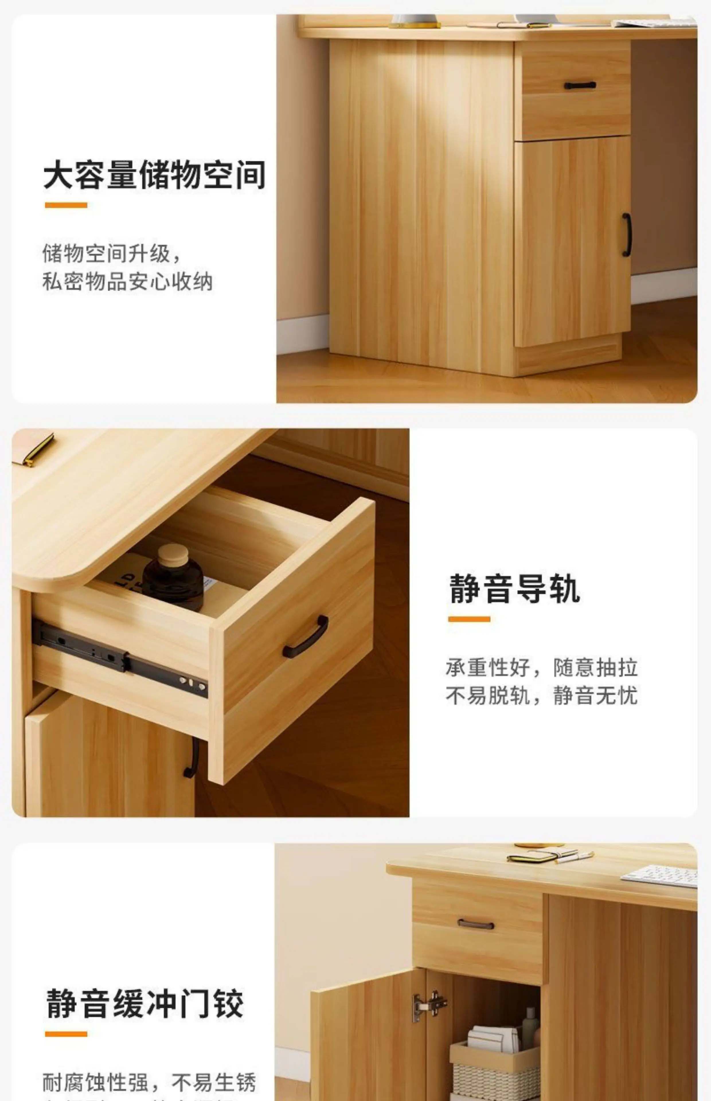 Computer Desk Bookshelf Integrated Shelves Drawers Large Laptop Home Bedroom Student Study Writing Desk Simple Office Table