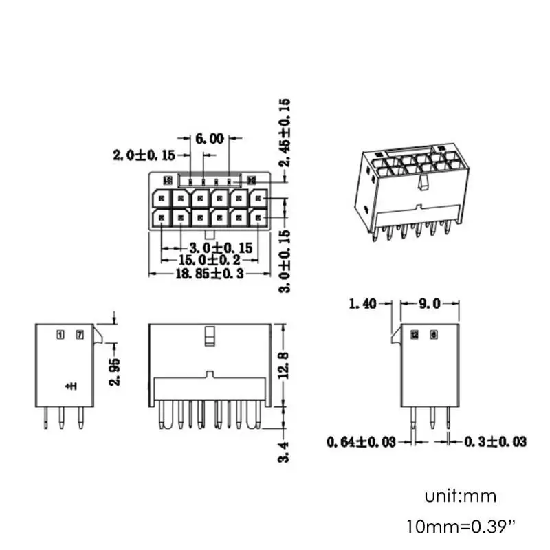 مقبس توصيل أنثى الطاقة PCIExpress لرسومات 3090Ti RTX4080/4090، PCIE 5.0، 12P، 16Pin، 12 + 4P، 12VHPWR #5