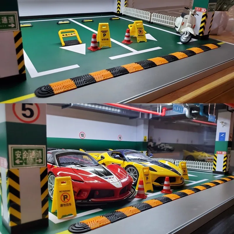 โมเดลรถพลาสติก 1/18 1/24 พร้อมสปีดบัมป์ ฉากจำลองลานจอดรถใต้ดิน อุปกรณ์เสริมสำหรับไดโอรามา