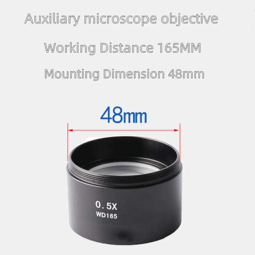 WD High Quality 0.5X Stereo Microscope Lens Accessories Auxiliary Objective Lens Barlow Lens 48mm