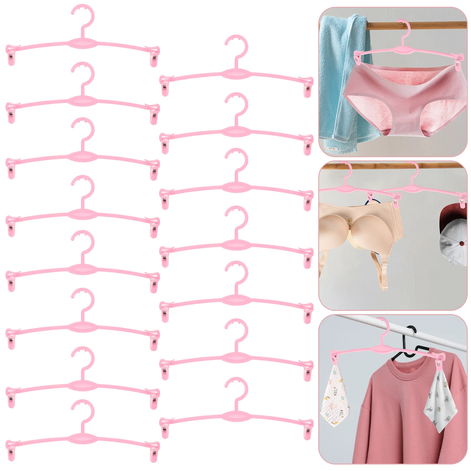 

15pcs Plastic Underwear Hangers Strong Bra Panties Clothes Clips Weather Resistant No Sharp Corners Home Laundry Drying