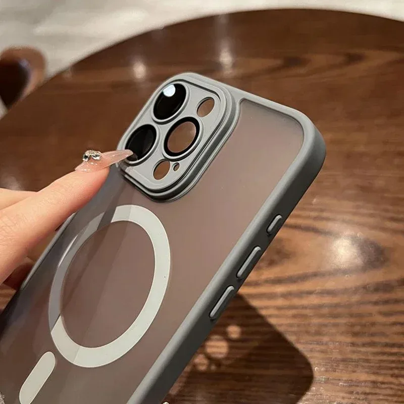 Luxury Magnetic Matte Translucent Case For iPhone 16 15 14 Plus 13 12 11 Pro Max  For Magsafe Wireless Chargeing Cover