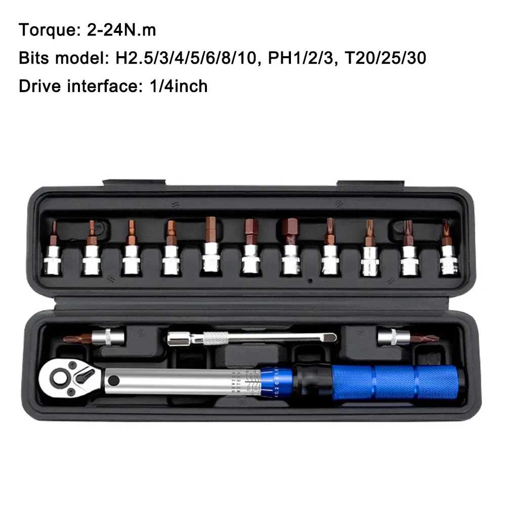 

Quick-release Torque Wrench Repairing Tool High Precise Torque Preset Wrenches 2-24N.m Torque Adjustable 1/4inch Ratchet Wrench