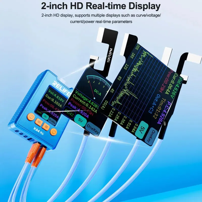 

RELIFE XA4 Pro Кабель питания в одно касание USB + Type-C, 2-дюймовый HD-дисплей, хранилище данных и воспроизведение Поддержка инструментов для ремонта IP8G-16PM