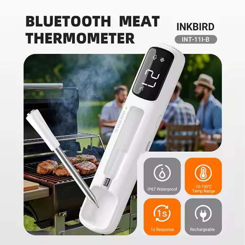 INKBIRD INT-11I-B Mini Wireless Meat Thermometer, Bluetooth 5.4 1000ft, 1s Response, IP67, 26 Presets, LED Display, for BBQ/Gril - Image 6
