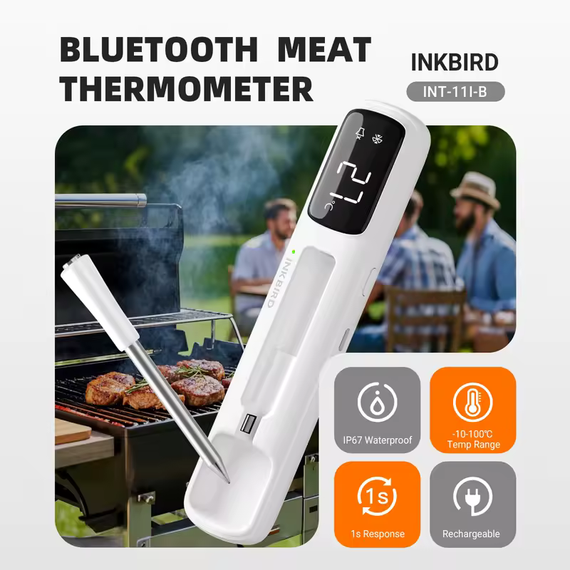 INKBIRD INT-11I-B Mini Wireless Meat Thermometer, Bluetooth 5.4 1000ft, 1s Response, IP67, 26 Presets, LED Display, for BBQ/Gril - Image 6