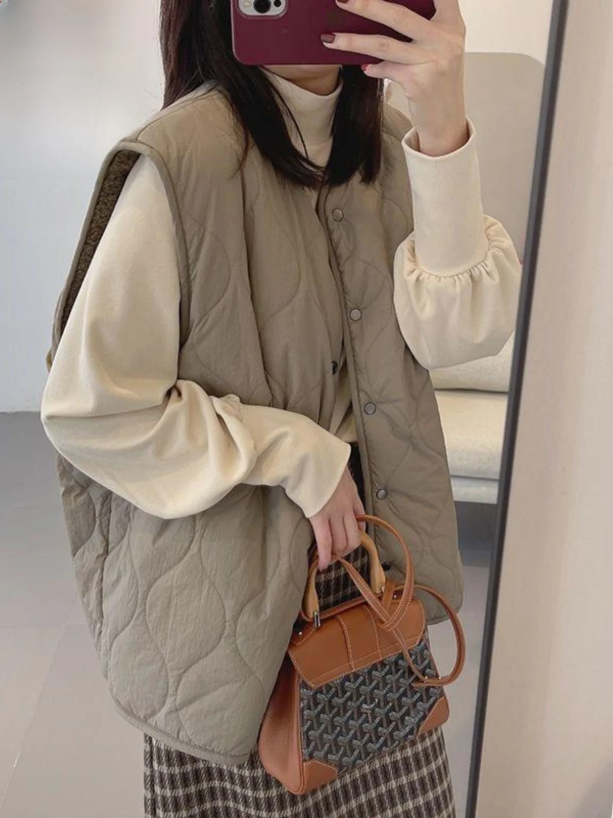 

Женский жилет из овечьей шерсти оверсайз, теплый, высококачественный, хлопковый, универсальный, с длинными рукавами, V-образным вырезом, на пуговицах