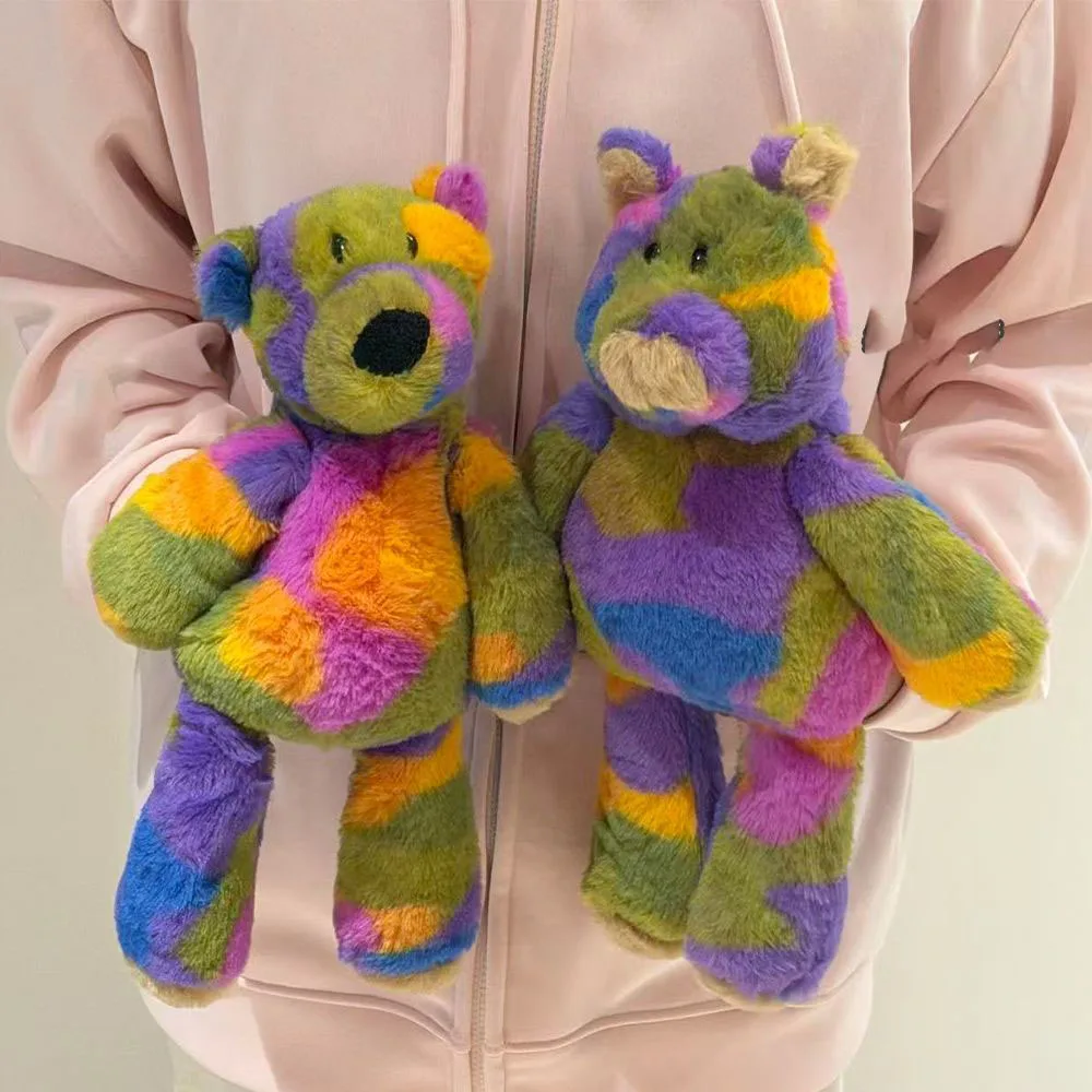 

Colorful Tie-dye Teddy Bear Plush Toy Soft Stuffed Animal Doll Cute Rainbow Bear Pillow for Kids Girls Birthday Gift Home Decor