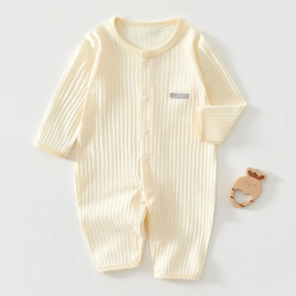 Baby Jumpsuit Long Sleeve Summer Thin Baby Romper Solid Color Air Condition Room Unisex Newborn Baby Clothes For Boy Girl  -128