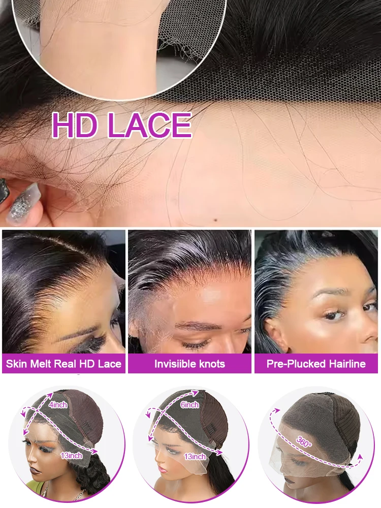 40 46 pollici onda d'acqua parrucca anteriore in pizzo allentato onda profonda 13x4 13x6 hd frontale in pizzo 360 ricci parrucche dei capelli umani per le donne 300% densità