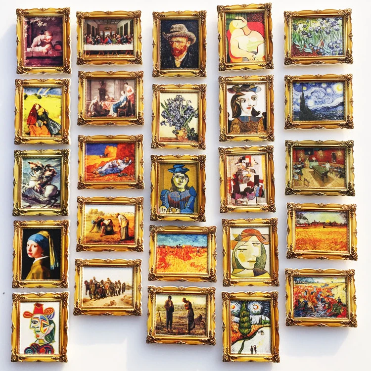 Famous Paintings Fridge Stickers Home Decoration Van Gogh Picasso Paintings Fridge Magnets Wedding Gifts Magnetic Stickers