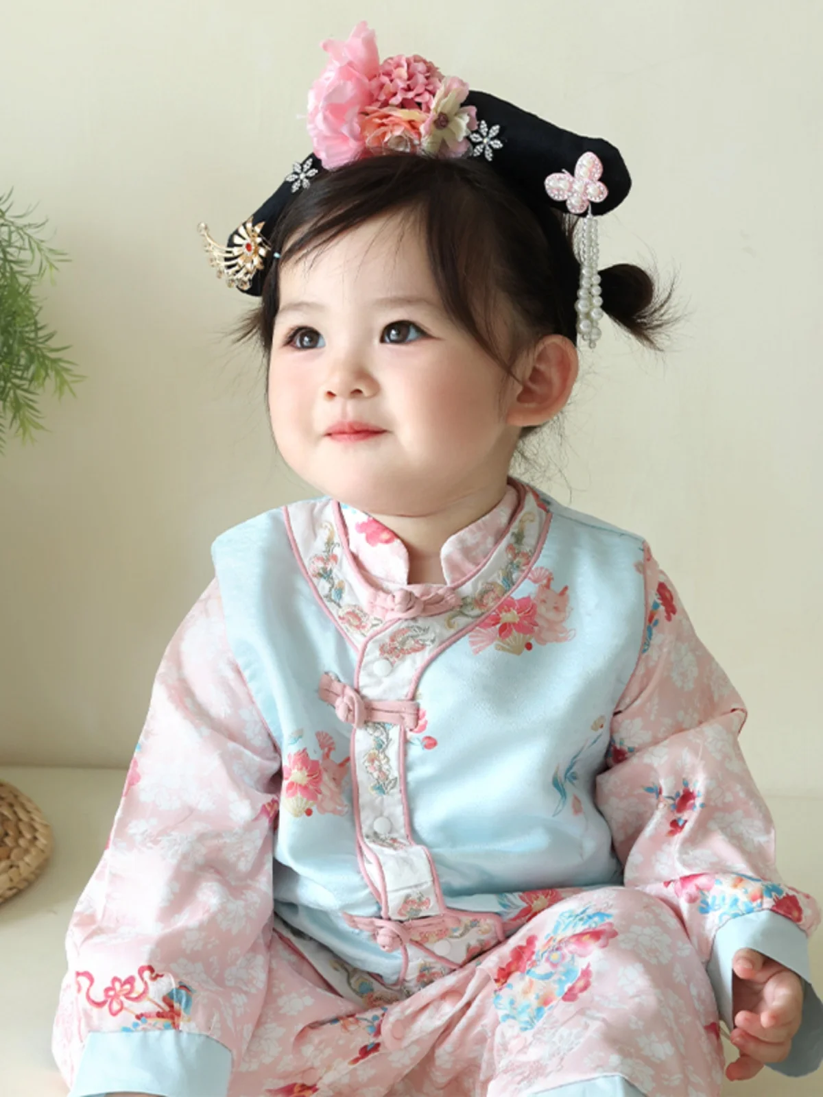 Abito Cinese Lungo per Bambina di Un Anno, Vestito per Compleanno, Pantaloni a Vita Alta, Moda Primaverile per il Lavoro