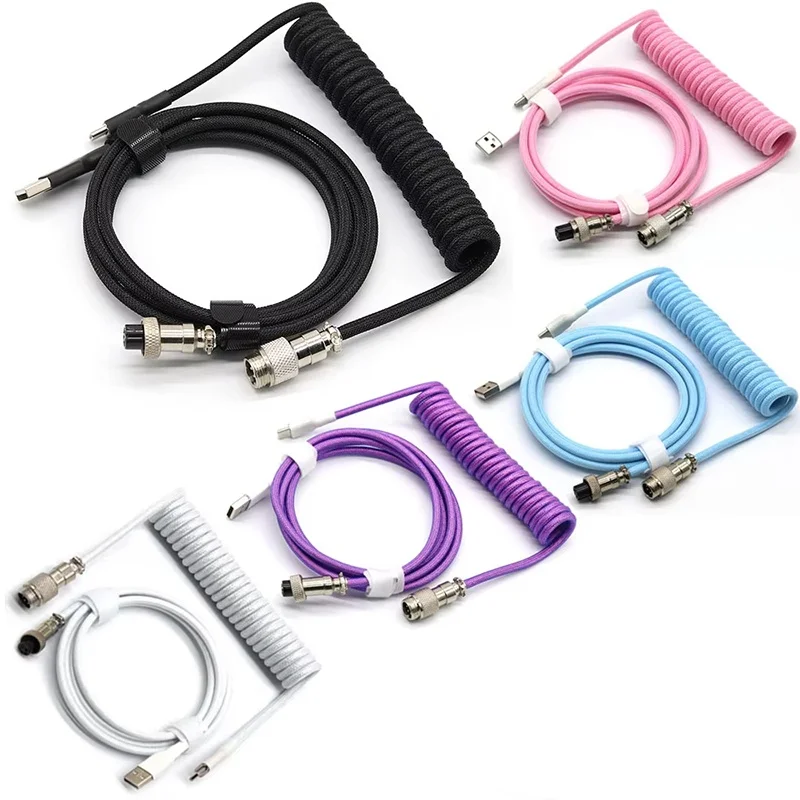 Cable en espiral para teclado mecánico, cable de aviación, conector tipo C a USB, cable de aviación para teclado, accesorios para teclado de juegos