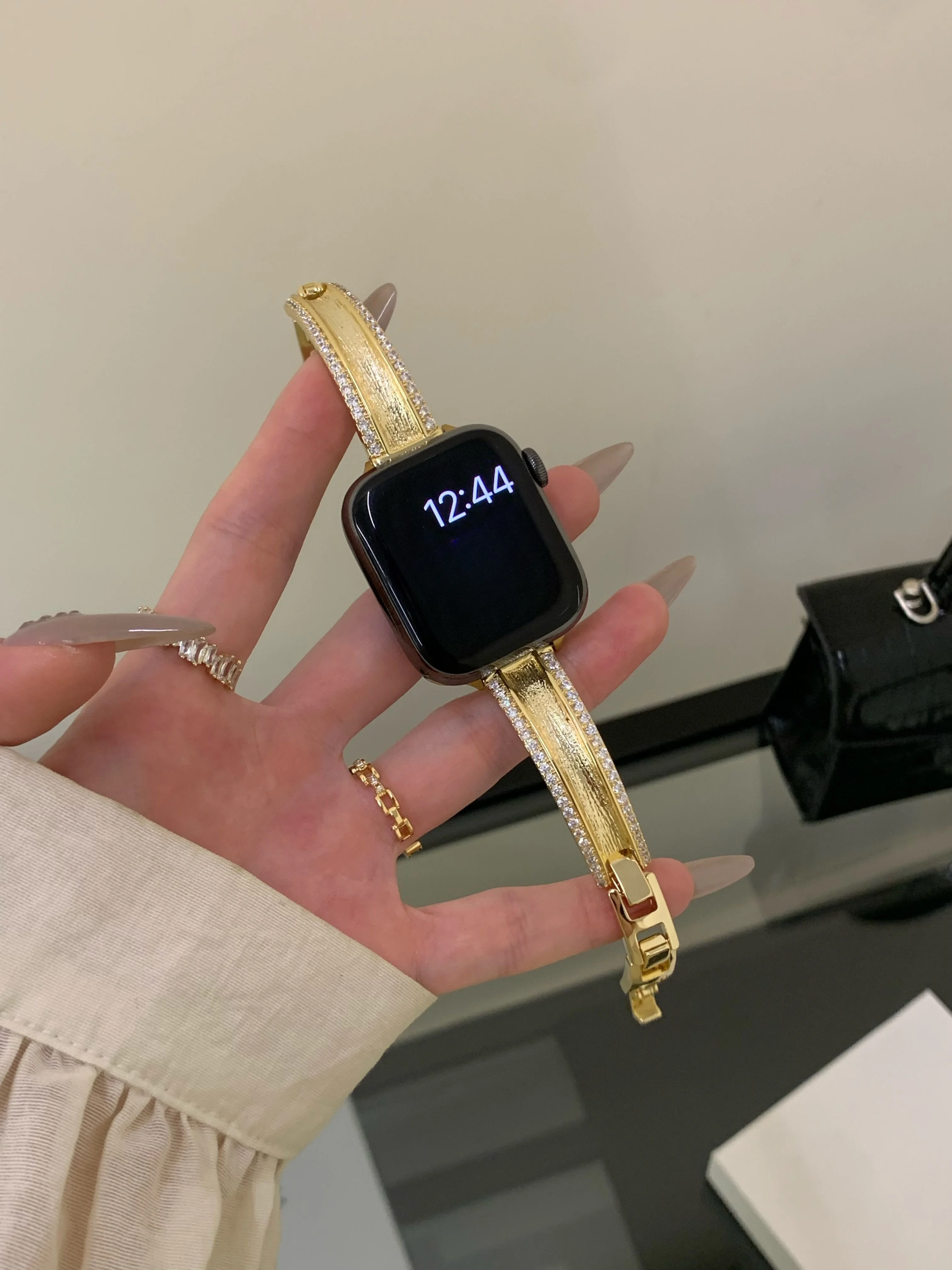 متوافق مع حزام iWatch 38 مم 40 مم 41 مم 42 مم 44 مم 45 مم 49 مم حزام معدني من الماس المتلألئ #4