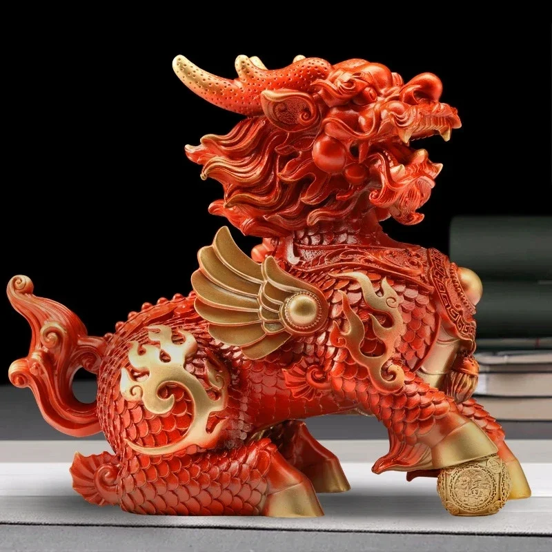 Lucky Fire Kirin Copper Unicorn Ornaments Company Office Home Living Room Decoration Crafts Statue Sculpture