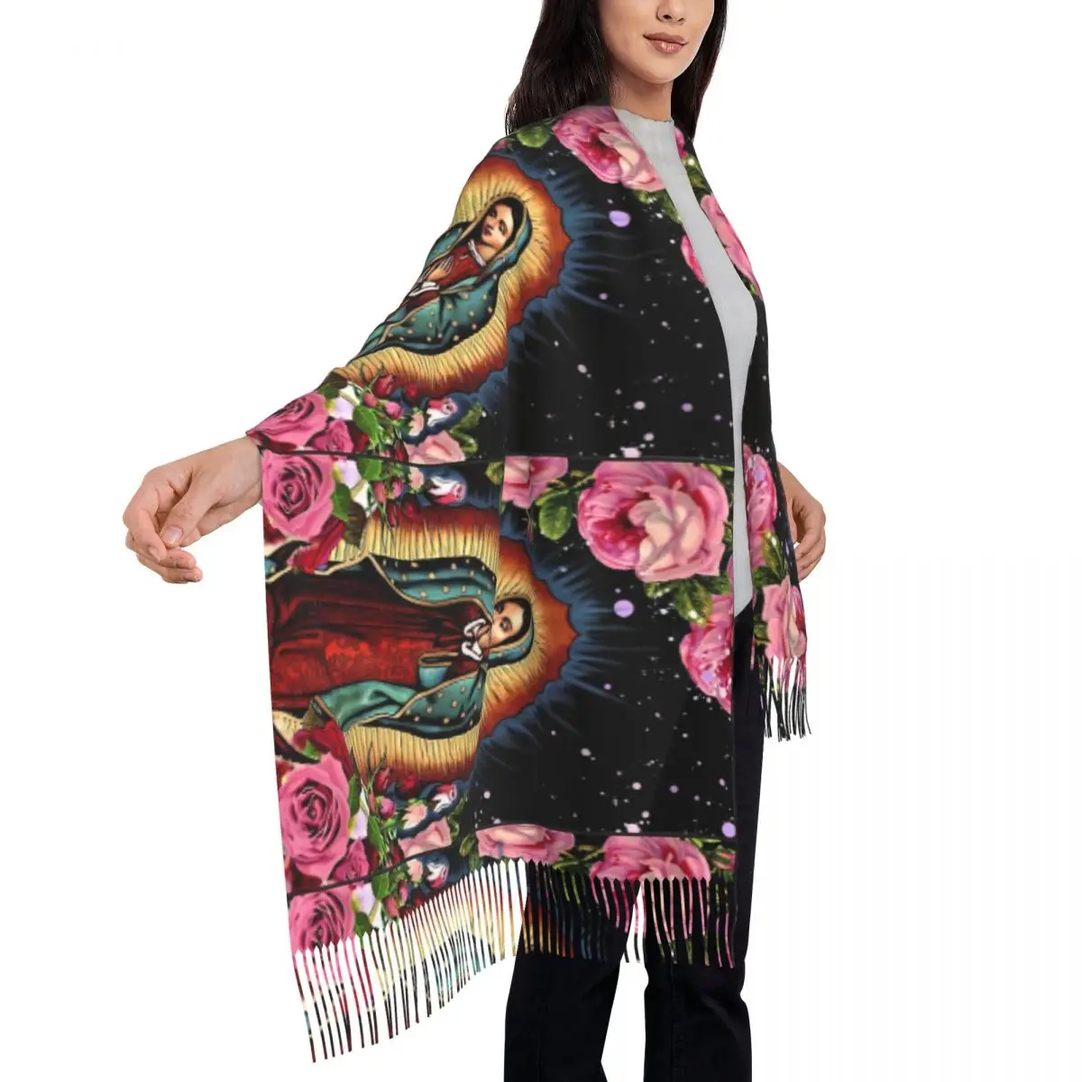 Outdoor Scarf Autumn Virgin Mary Love Shawls and Wrap Mexico Christian Gifts Custom Foulard Lady y2k Cool Scarves Wraps