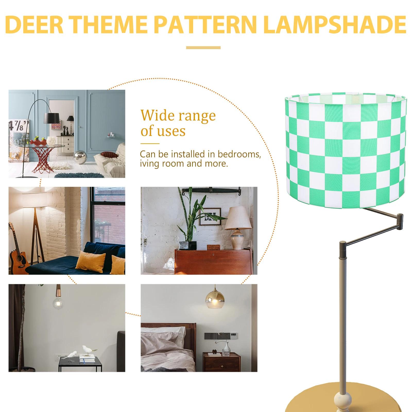 Fabric Drum Lamp Shade Checkered 12.5X25Cm Replacement For Table Floor Wall Desk Lamp Black White Linen Shade Lighting Accessory