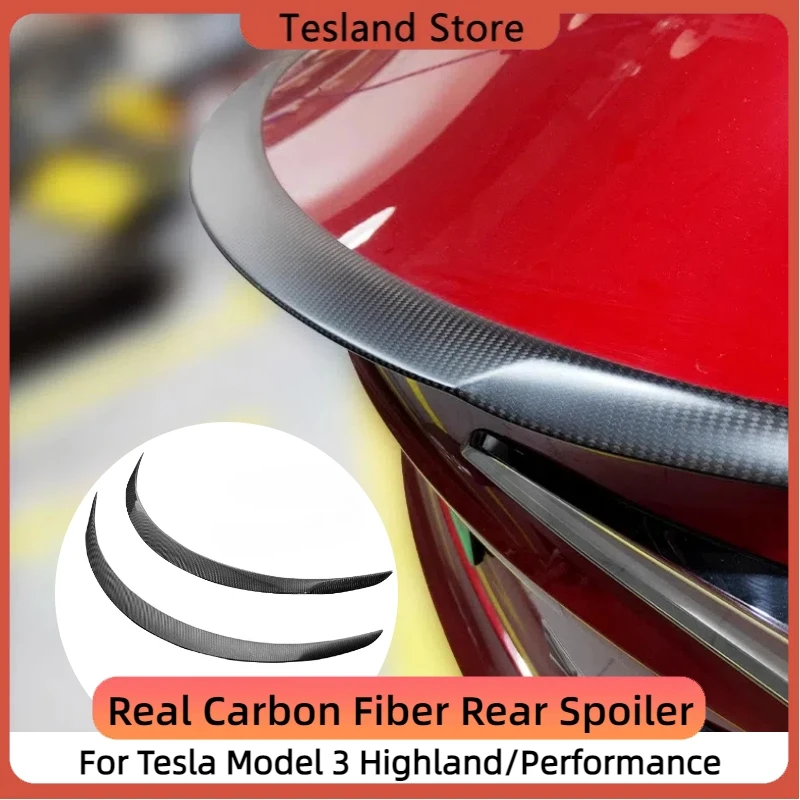 Real Carbon Fiber Rear Spoiler For Tesla Model 3 Highland/High-performance Rear Trunk Wing Performance Version Car Accessories