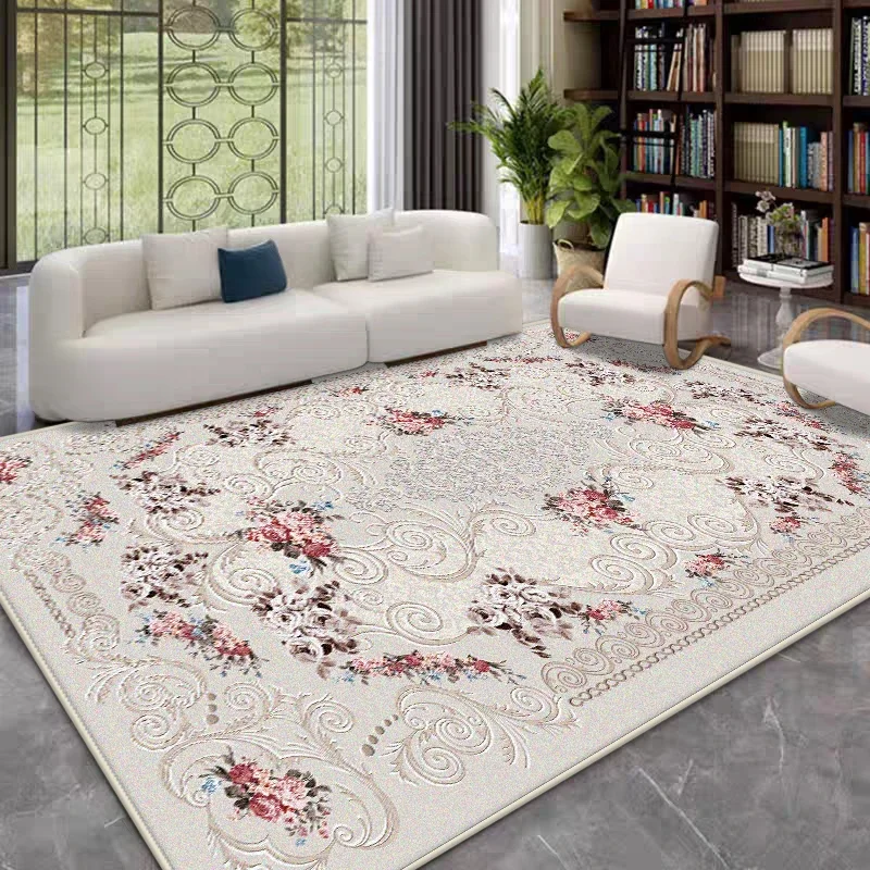 Vintage Floral Area Rug  for Living Room under Coffee Table Soft Bedroom Floor Mat Machine Washable