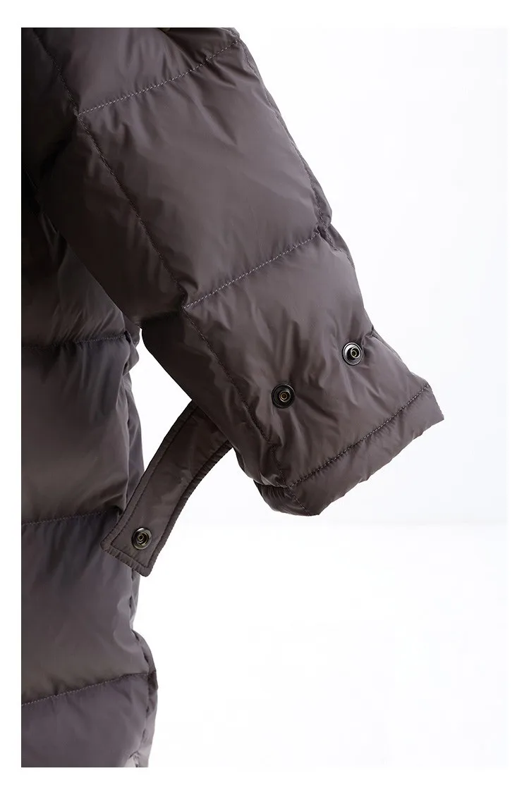 Filling Material: Duck Down~Couple Style Long Over-The-Knee down Jacket, Unisex Black Coat for Petite Individuals, New Winter Model