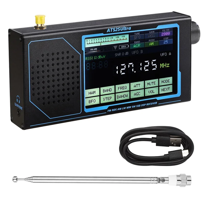HamGeek ATS25 ULTRA FM SW SSB MW LW AIR SDR Receiver Aviation Band Receiver Supports Bluetooth WiFi with 4-inch Touch Screen view 2
