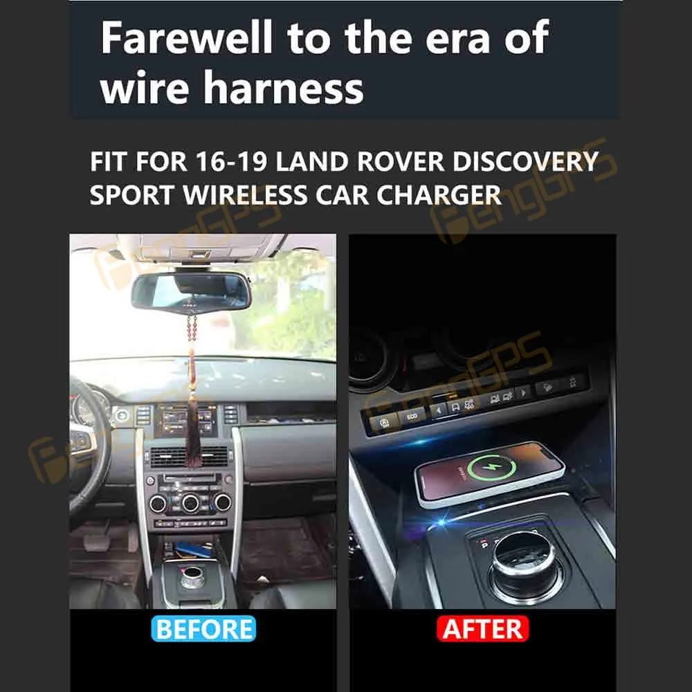 Dedicated Car Wireless Charger 15W Center Console Fast Phone Charging Panel For Land Rover Discovery Sport 2016-2019 Interior