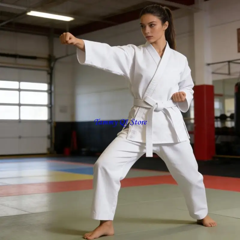 F1FD Karate Taekwondo Training Suit Professional Karate Gi Set Machine Washable Karate Training Outfit for Adult Teen Kid