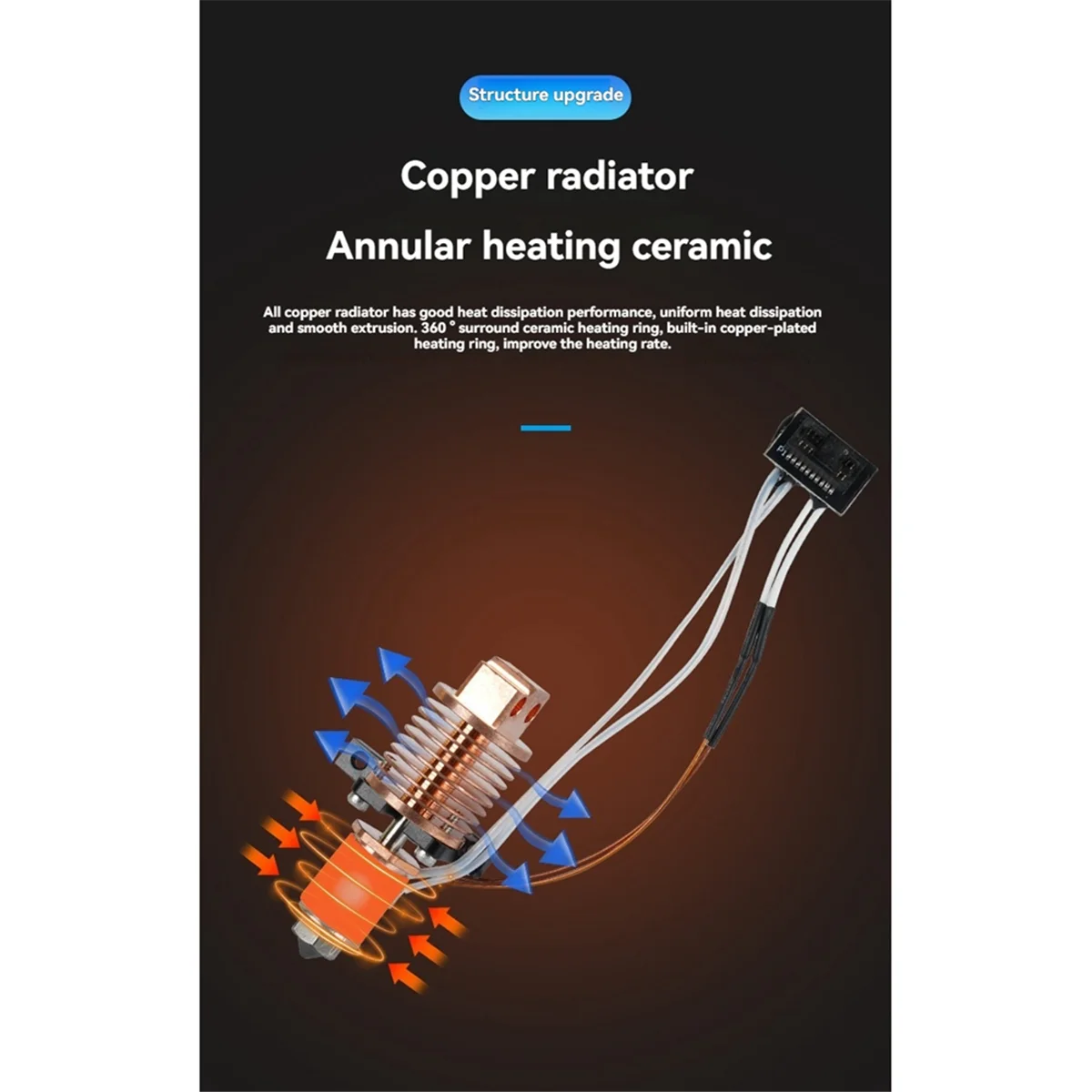 BABP For Bambu Lab P1P P1S Upgraded Hotend Quick Replacement Nozzle Circular Copper Material Radiator Bambu Lab P1 Hotend