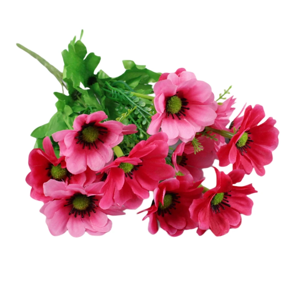 1 Bouquet 14 Heads Artificial Flowers Plastic Fake Silk Daisy Flower Wedding Flower Bouquet Home Garden Party Decoration