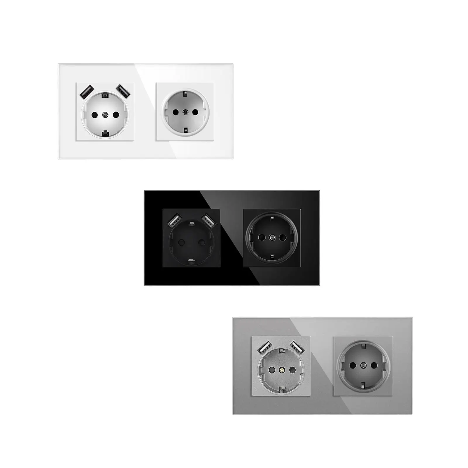 

USB-розетка европейского стандарта, дуплексные розетки 16А, многоразъемная встроенная с USB-портами, стеклянная панель, зарядная розетка, электрическая розетка USB