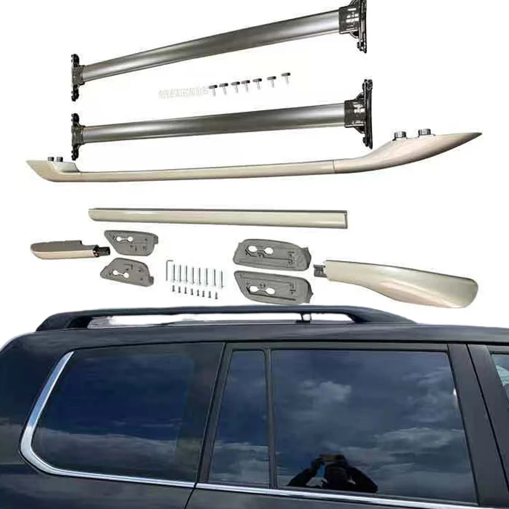 

VULIXYUAN 4PCs Black Roof Rails Side Rails Fits for Lexus LX570 2008-2015 Aluminum